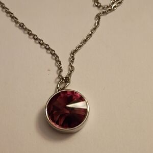 Elegant Silver Necklace with Purple Gemstone